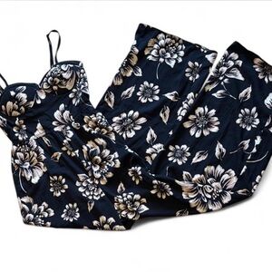 Floral Blue and White Jumpsuit